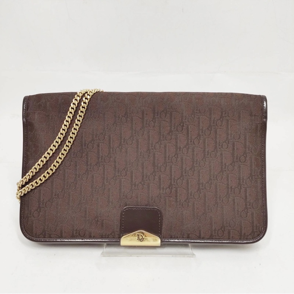 Dior Shoulder Bag Brown Monogram Canvas Leather Lining Vintage Preowned